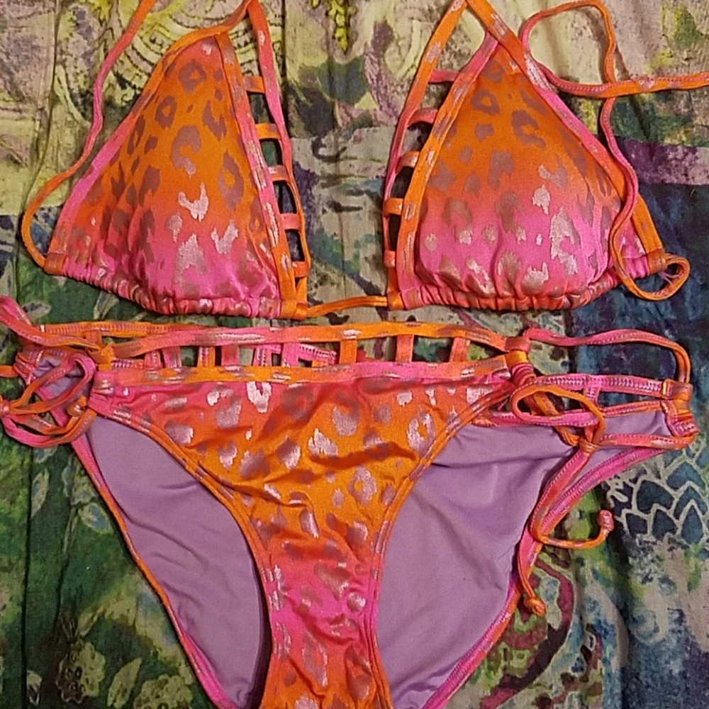 Victorias secret hot pink ombre cheetah bikini